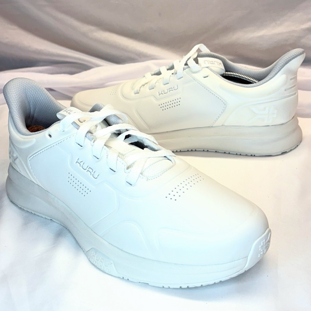 Kuru Shift Shoes Men's 10 Bright White Leather Anti-Slip Walking Sneaker